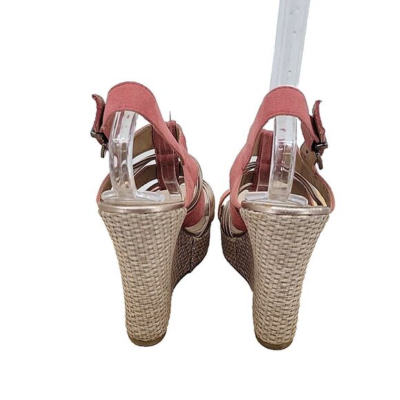 Call It Spring Womens Vegan Wedges Size 9 Pink Suede Platform - Picture 3 of 9